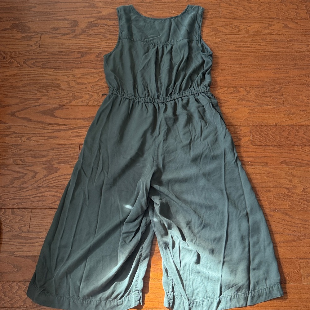 Gap olive green wide leg cropped jumpsuit - Picture 4 of 6